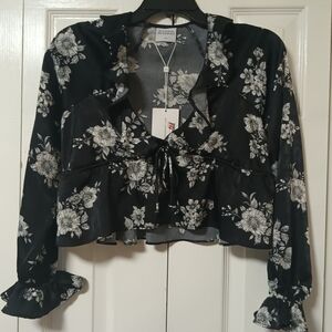 Revolve Donna Mizani Kiara Floral Print Cropped Top